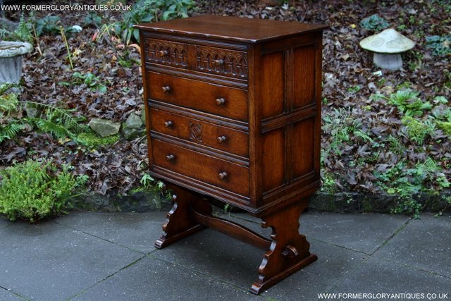 Image 4 of TITCHMARSH & GOODWIN CARVED OAK CHEST OF FOUR DRAWERS STAND