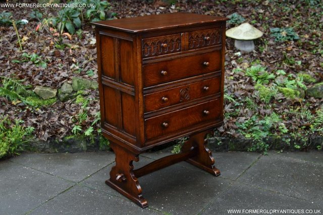 Image 5 of TITCHMARSH & GOODWIN CARVED OAK CHEST OF FOUR DRAWERS STAND