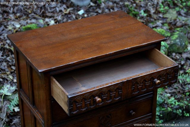 Image 10 of TITCHMARSH & GOODWIN CARVED OAK CHEST OF FOUR DRAWERS STAND