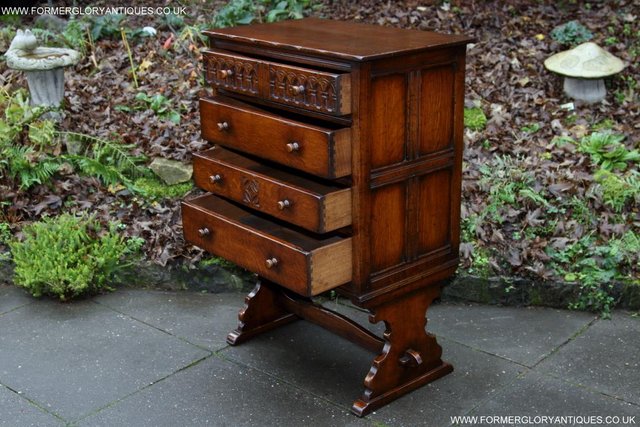 Image 12 of TITCHMARSH & GOODWIN CARVED OAK CHEST OF FOUR DRAWERS STAND