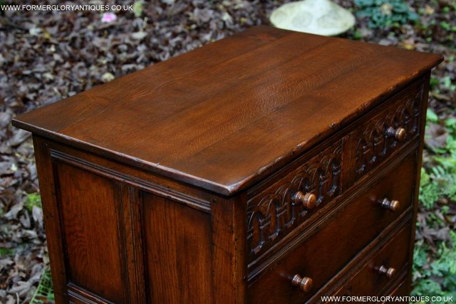 Image 13 of TITCHMARSH & GOODWIN CARVED OAK CHEST OF FOUR DRAWERS STAND