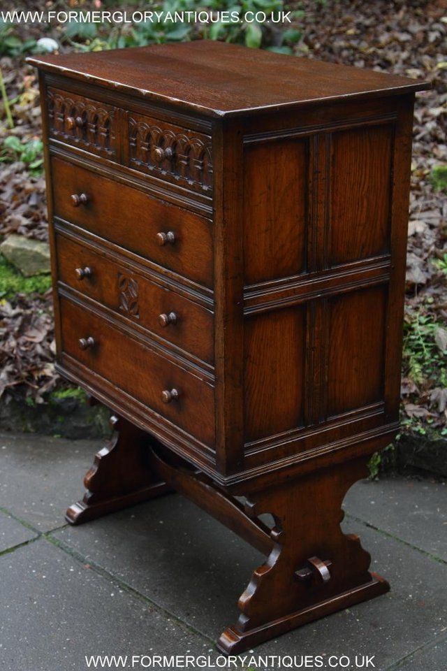 Image 16 of TITCHMARSH & GOODWIN CARVED OAK CHEST OF FOUR DRAWERS STAND