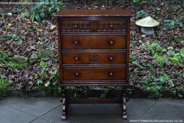 Image 18 of TITCHMARSH & GOODWIN CARVED OAK CHEST OF FOUR DRAWERS STAND
