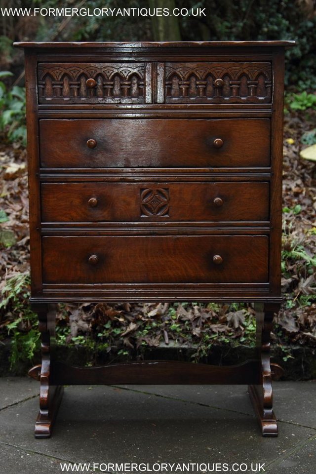 Image 21 of TITCHMARSH & GOODWIN CARVED OAK CHEST OF FOUR DRAWERS STAND