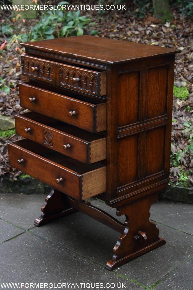 Image 28 of TITCHMARSH & GOODWIN CARVED OAK CHEST OF FOUR DRAWERS STAND