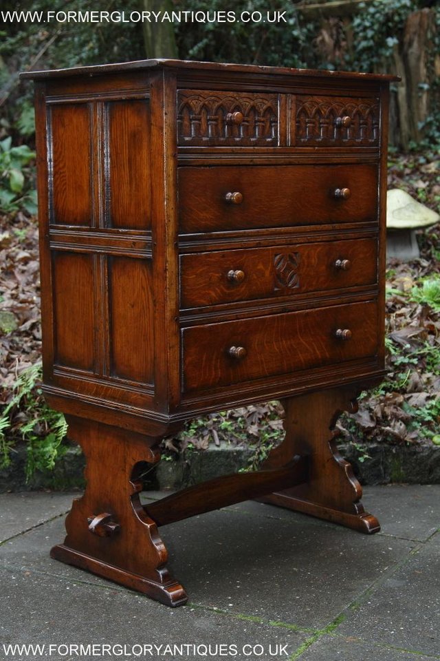 Image 29 of TITCHMARSH & GOODWIN CARVED OAK CHEST OF FOUR DRAWERS STAND