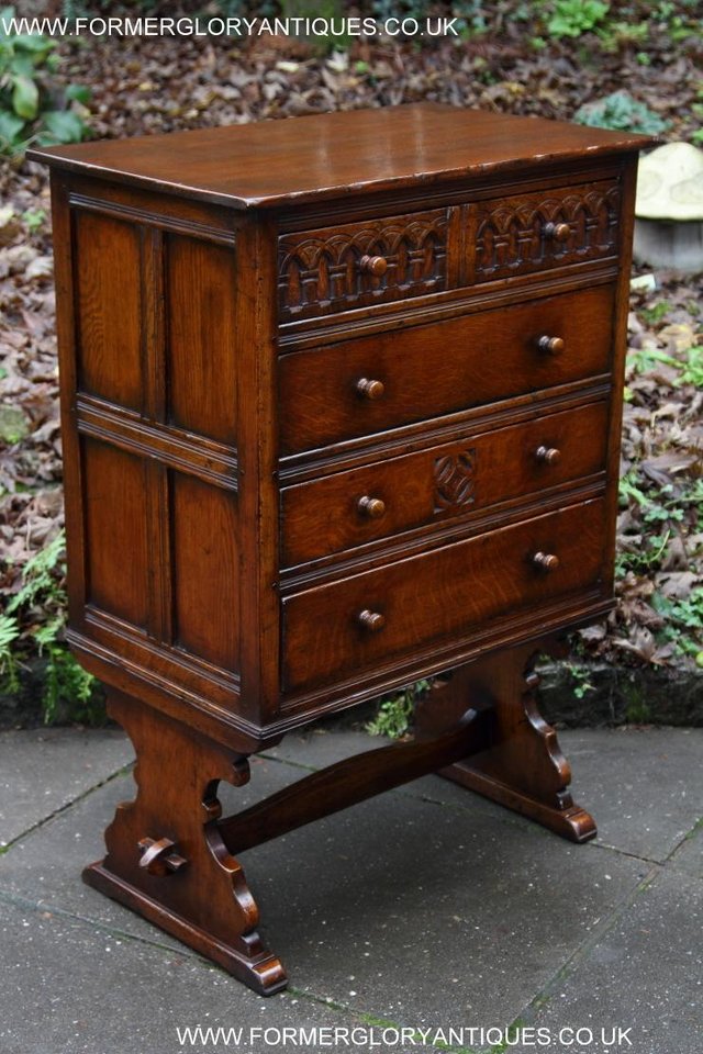 Image 30 of TITCHMARSH & GOODWIN CARVED OAK CHEST OF FOUR DRAWERS STAND