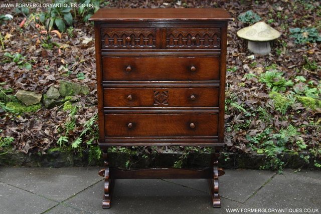 Image 38 of TITCHMARSH & GOODWIN CARVED OAK CHEST OF FOUR DRAWERS STAND