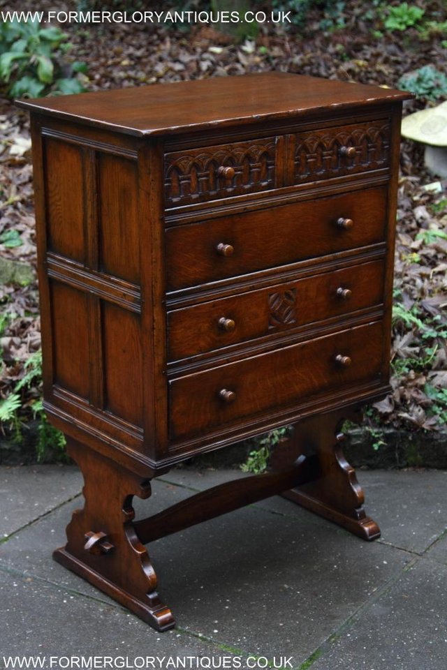 Image 39 of TITCHMARSH & GOODWIN CARVED OAK CHEST OF FOUR DRAWERS STAND