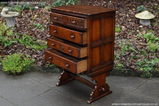 Image 40 of TITCHMARSH & GOODWIN CARVED OAK CHEST OF FOUR DRAWERS STAND