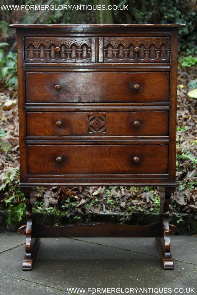 Image 46 of TITCHMARSH & GOODWIN CARVED OAK CHEST OF FOUR DRAWERS STAND