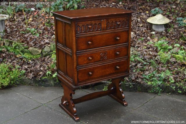 Image 48 of TITCHMARSH & GOODWIN CARVED OAK CHEST OF FOUR DRAWERS STAND