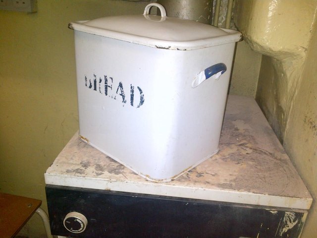Image 4 of Enamel, Vintage 'Flour' Containers and Twin Handle Breadbin