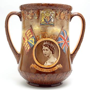 Preview of the first image of Queen Elizabeth II Coronation - Royal Doulton Loving Cup.