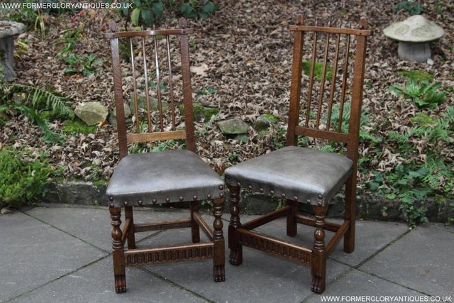 Image 7 of RUPERT NIGEL GRIFFITHS OAK LEATHER DINING SET TABLE CHAIRS