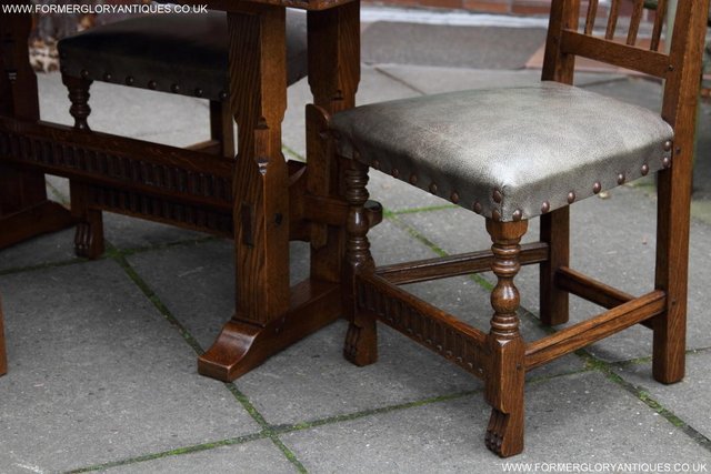 Image 16 of RUPERT NIGEL GRIFFITHS OAK LEATHER DINING SET TABLE CHAIRS