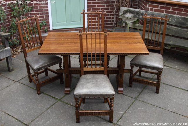 Image 18 of RUPERT NIGEL GRIFFITHS OAK LEATHER DINING SET TABLE CHAIRS
