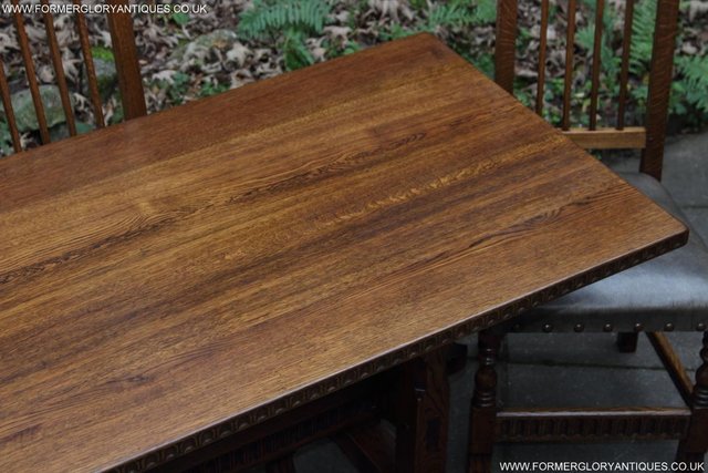Image 19 of RUPERT NIGEL GRIFFITHS OAK LEATHER DINING SET TABLE CHAIRS