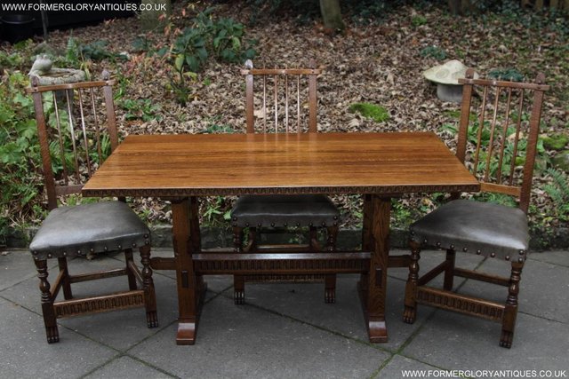 Image 21 of RUPERT NIGEL GRIFFITHS OAK LEATHER DINING SET TABLE CHAIRS