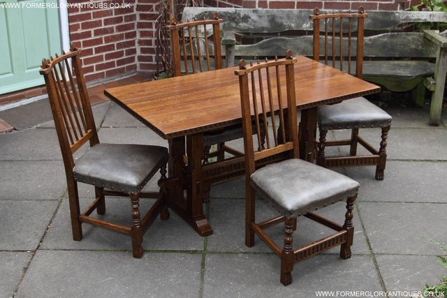 Image 30 of RUPERT NIGEL GRIFFITHS OAK LEATHER DINING SET TABLE CHAIRS