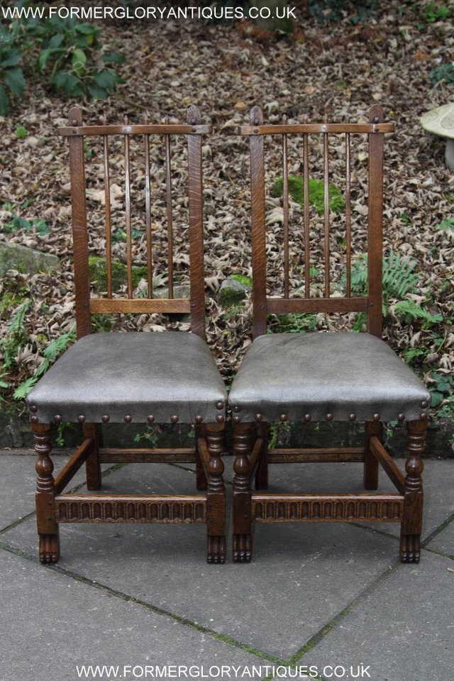 Image 38 of RUPERT NIGEL GRIFFITHS OAK LEATHER DINING SET TABLE CHAIRS