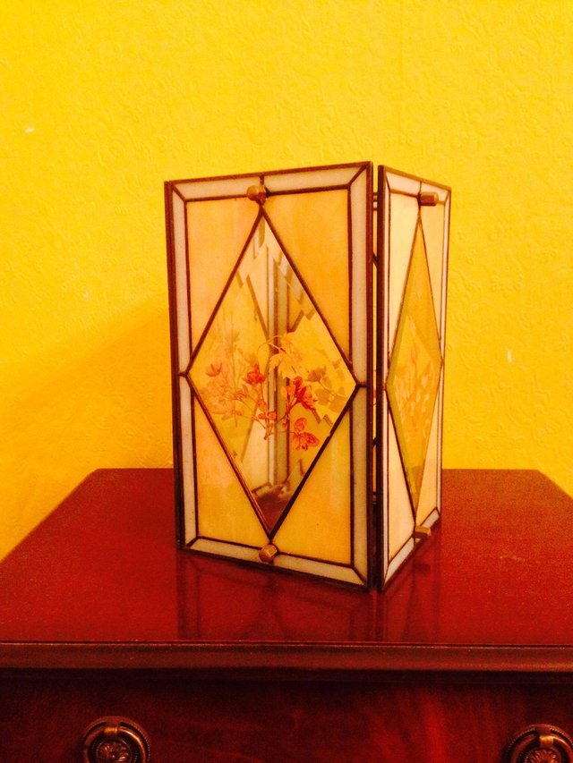 Image 2 of Hand painted leaded glass light shade