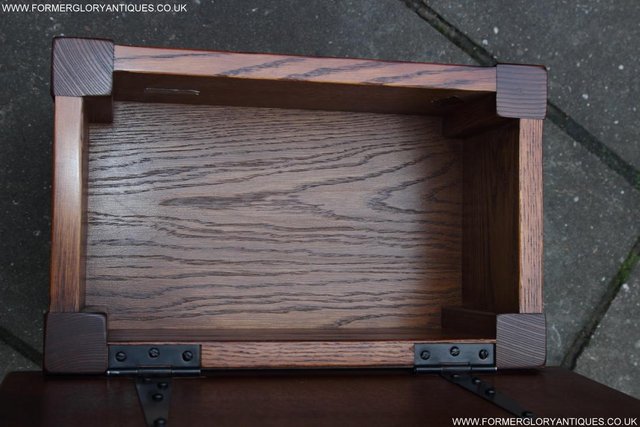 Image 6 of OLD CHARM TUDOR OAK SEWING CHEST TOY SLIPPER BOX TABLE