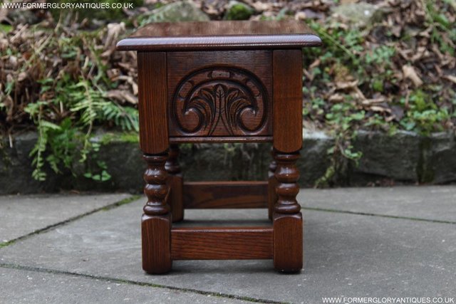 Image 11 of OLD CHARM TUDOR OAK SEWING CHEST TOY SLIPPER BOX TABLE