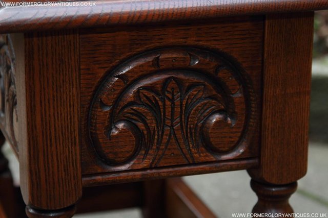 Image 21 of OLD CHARM TUDOR OAK SEWING CHEST TOY SLIPPER BOX TABLE