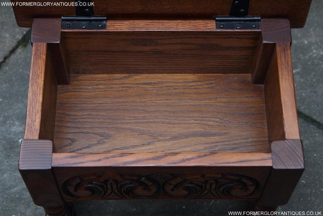 Image 23 of OLD CHARM TUDOR OAK SEWING CHEST TOY SLIPPER BOX TABLE