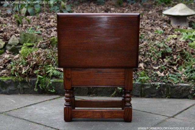 Image 39 of OLD CHARM TUDOR OAK SEWING CHEST TOY SLIPPER BOX TABLE