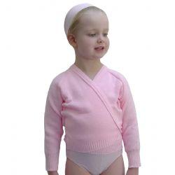 Preview of the first image of Girls Pale Pink Knitted Ballet Crossover Cardigan.