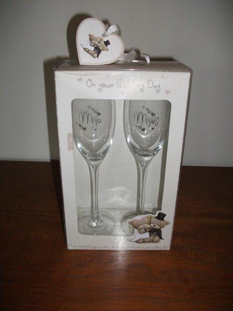 Image 2 of MR & MRS CHAMPAGNE FLUTES (ideal gift)