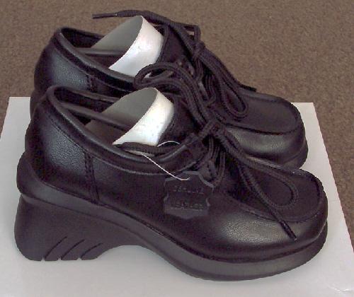 Preview of the first image of 2 Pairs Of Girls Black Leather School Shoes (New & Boxed).