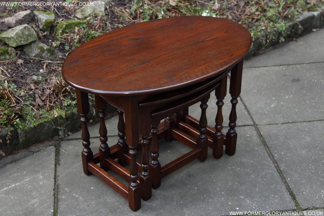 Image 19 of AN OLD CHARM TUDOR OAK NEST OF THREE COFFEE SIDE END TABLES