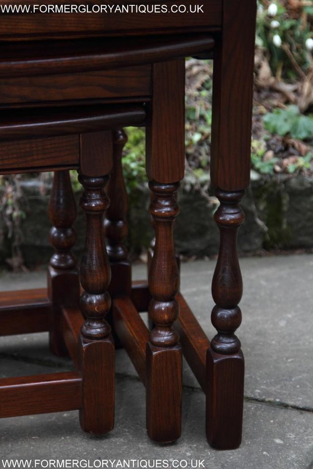 Image 34 of AN OLD CHARM TUDOR OAK NEST OF THREE COFFEE SIDE END TABLES