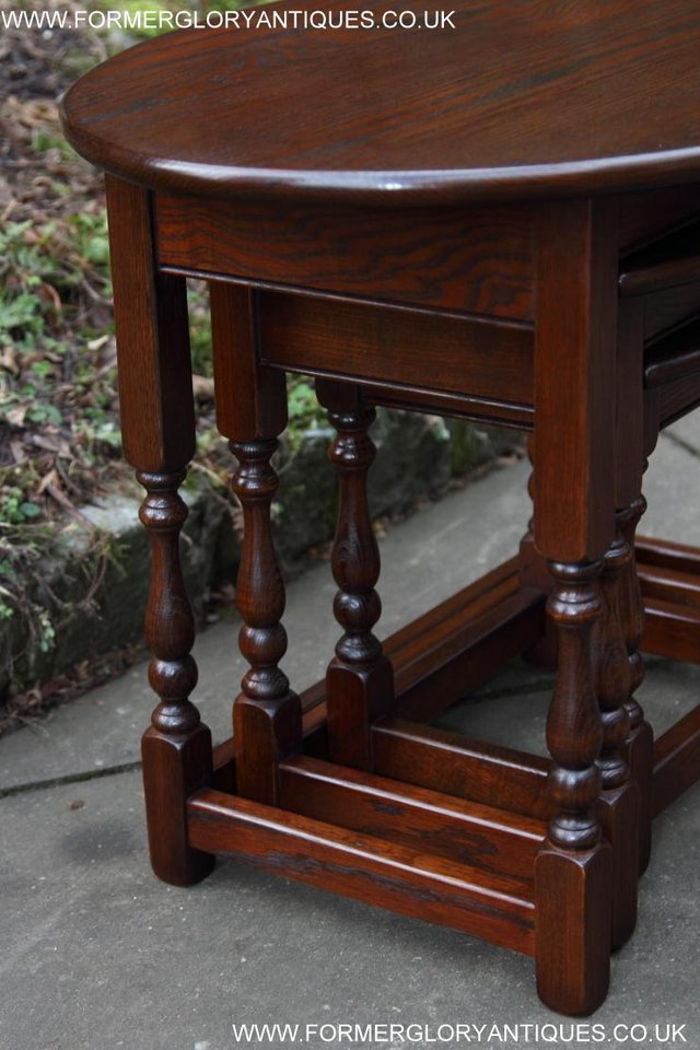 Image 37 of AN OLD CHARM TUDOR OAK NEST OF THREE COFFEE SIDE END TABLES