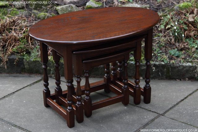 Image 40 of AN OLD CHARM TUDOR OAK NEST OF THREE COFFEE SIDE END TABLES
