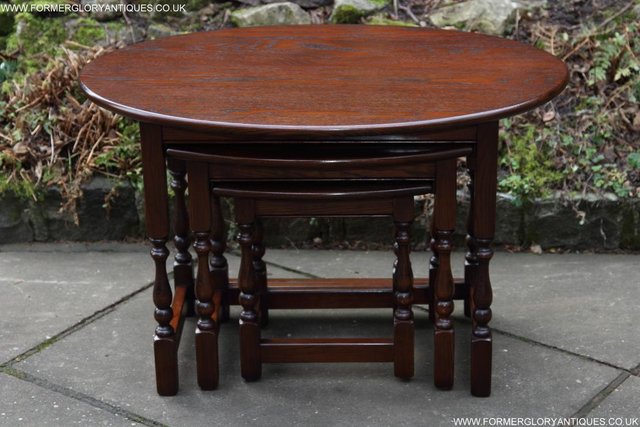 Image 42 of AN OLD CHARM TUDOR OAK NEST OF THREE COFFEE SIDE END TABLES