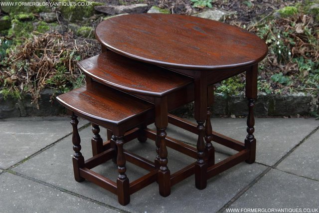Image 45 of AN OLD CHARM TUDOR OAK NEST OF THREE COFFEE SIDE END TABLES