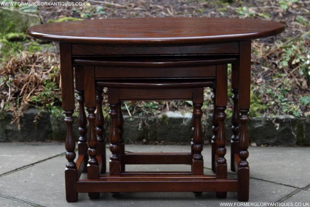 Image 49 of AN OLD CHARM TUDOR OAK NEST OF THREE COFFEE SIDE END TABLES