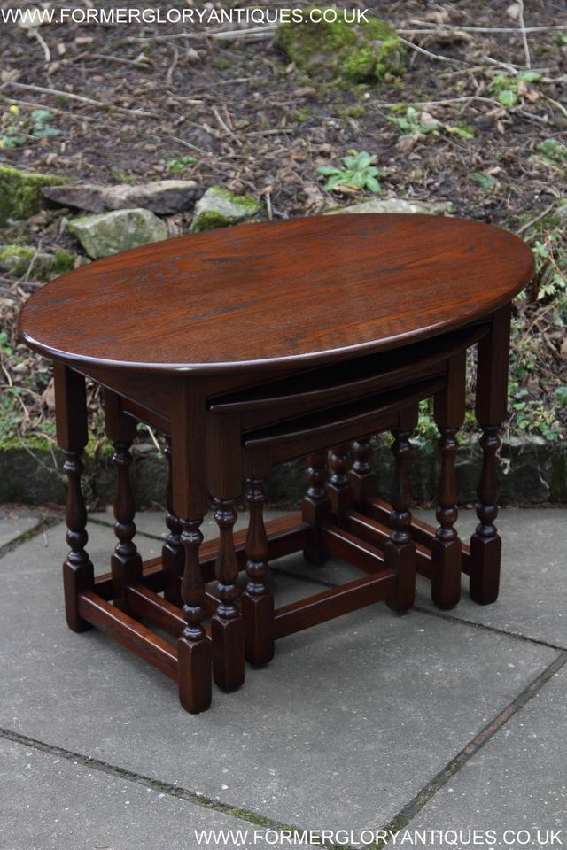 Image 51 of AN OLD CHARM TUDOR OAK NEST OF THREE COFFEE SIDE END TABLES