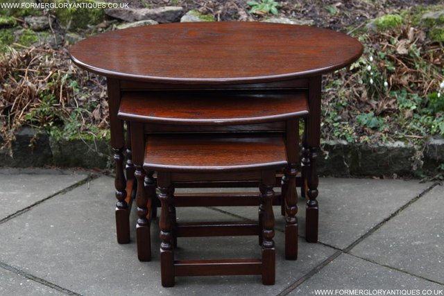 Image 54 of AN OLD CHARM TUDOR OAK NEST OF THREE COFFEE SIDE END TABLES