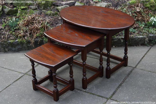 Image 56 of AN OLD CHARM TUDOR OAK NEST OF THREE COFFEE SIDE END TABLES