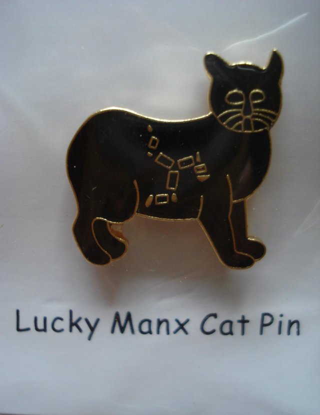 Image 3 of NEW SOUVENIR LUCKY MANX CAT LAPEL BADGE/TIE PIN FROM I.O.M.