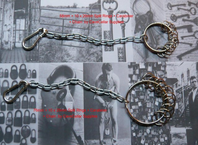 Image 3 of 76mm JAILERS KEY RING CHAIN 440 lg HEAVY DUTY WITH CARABINER