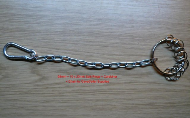Preview of the first image of 58mm JAILERS KEY RING CHAIN 310 lg HEAVY DUTY WITH CARABINER.