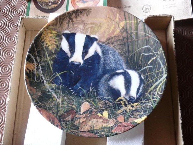 Preview of the first image of Collectors Plate 'Badgers at the Forest Edge" Ltd Edition.