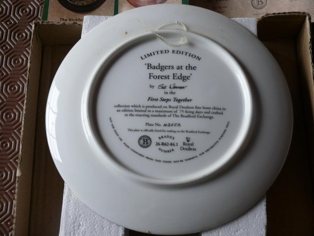 Image 2 of Collectors Plate 'Badgers at the Forest Edge" Ltd Edition