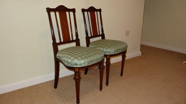 Image 2 of Matching pair of elegant rosewood salon chairs
